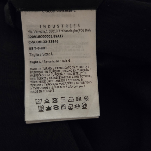 Moncler Short Sleeve Tee in Black with Vertical White Text - Picture 10 of 13